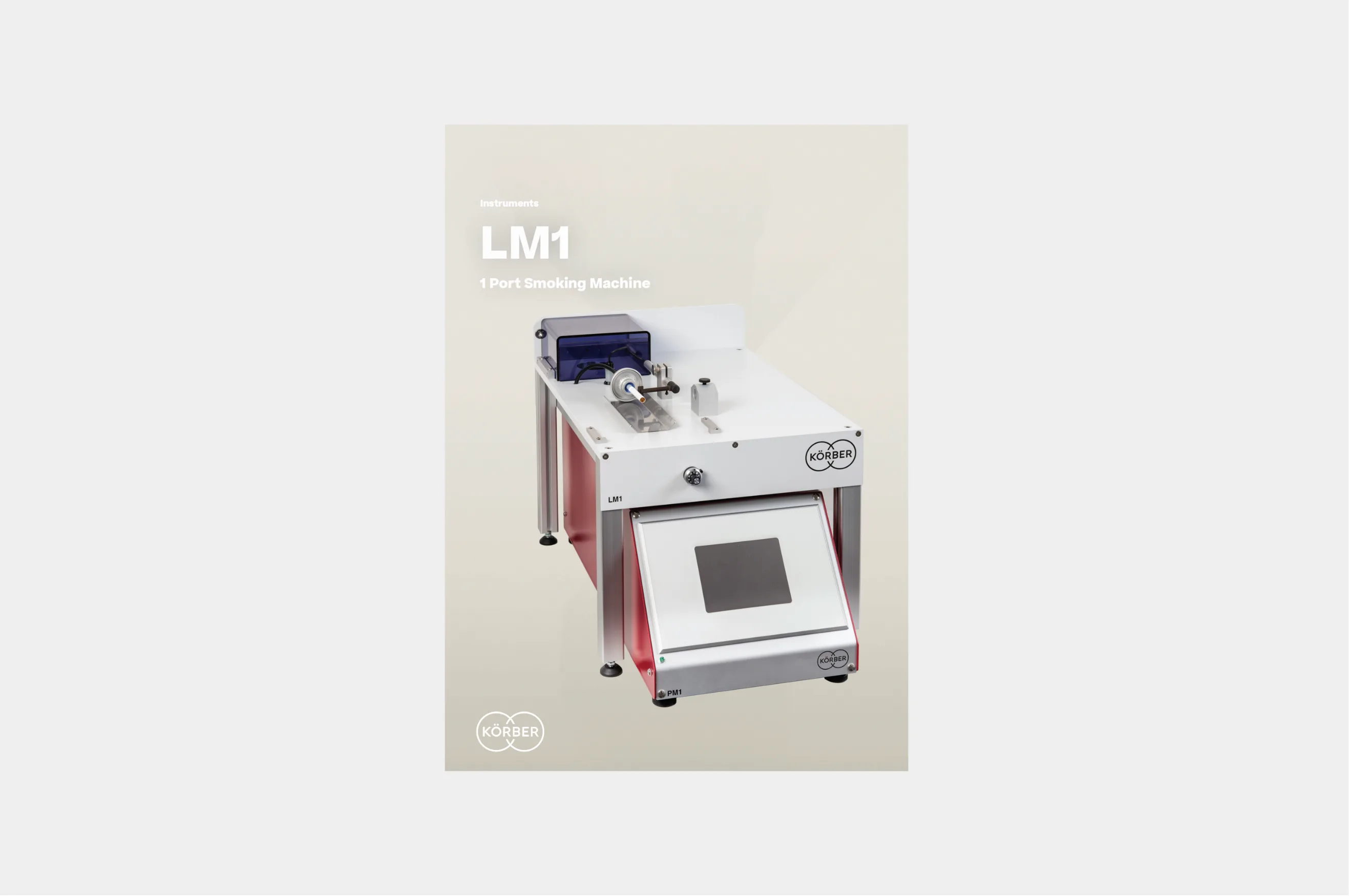 Cover of Körber's LM1 smoking machine brochure.