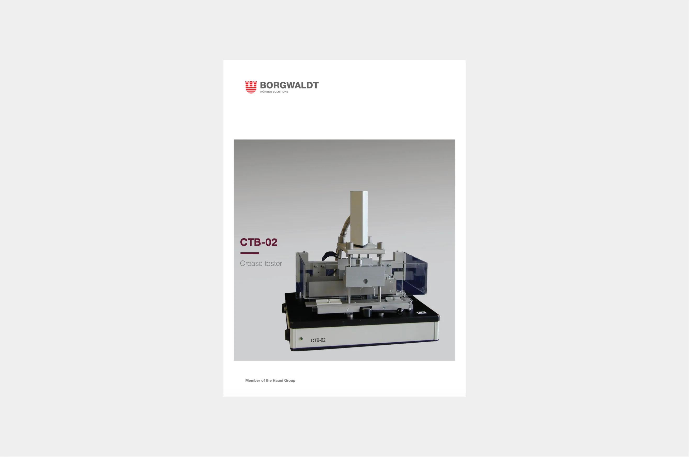 Cover of Körber's CTB-02 instrument brochure.