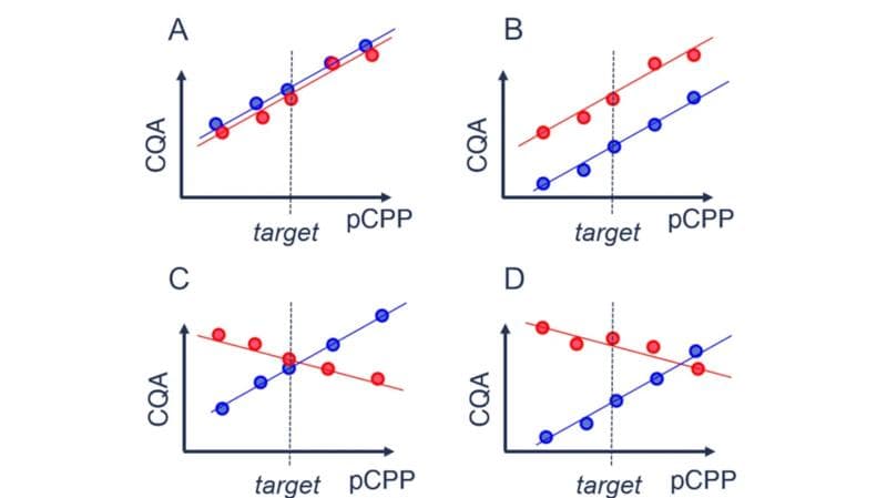 Illustrations of graphics related to bioprocess scale down models.