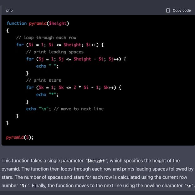 Code-Anweisungen an ChatGPT.