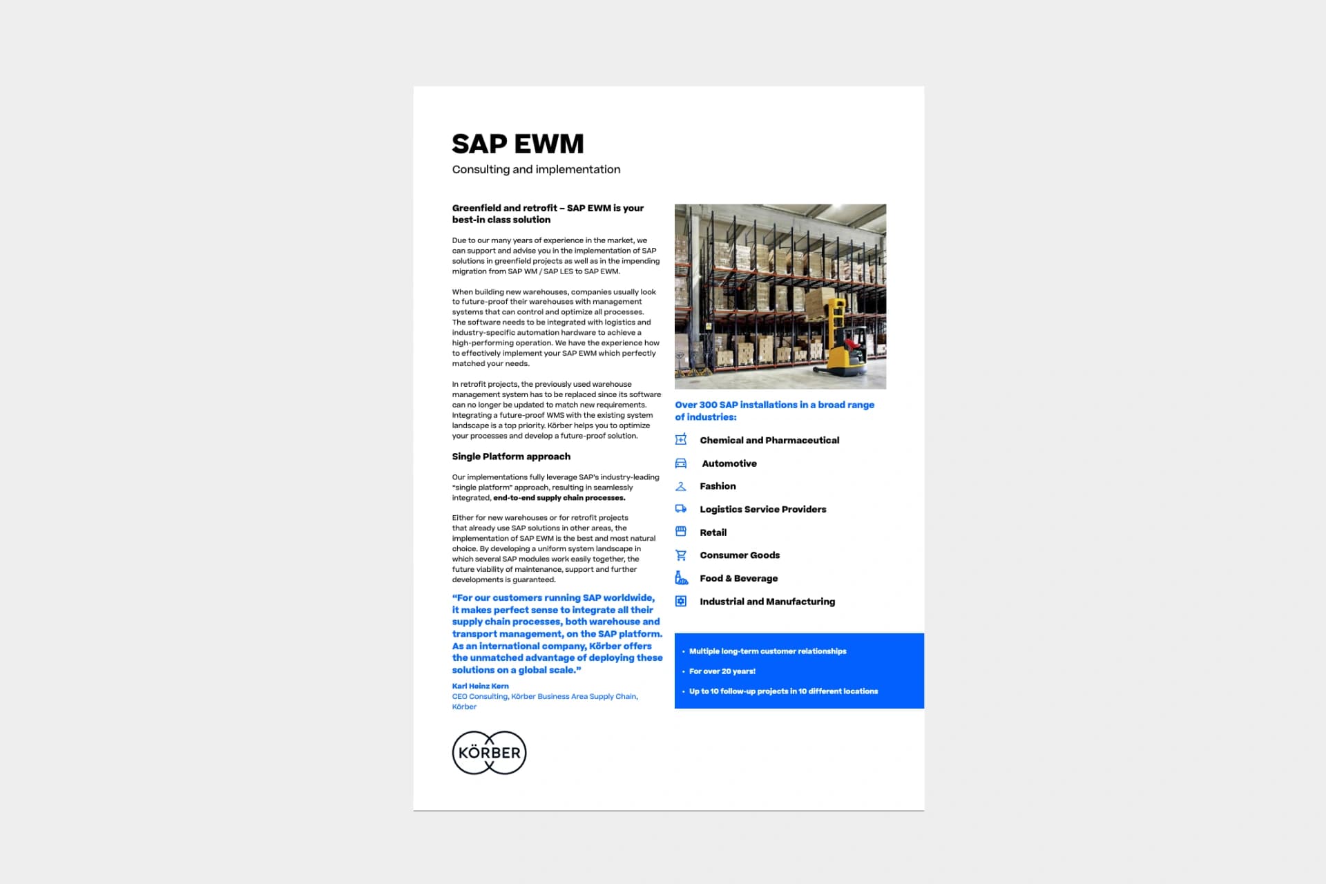Cover of the datasheet "SAP warehouse management".