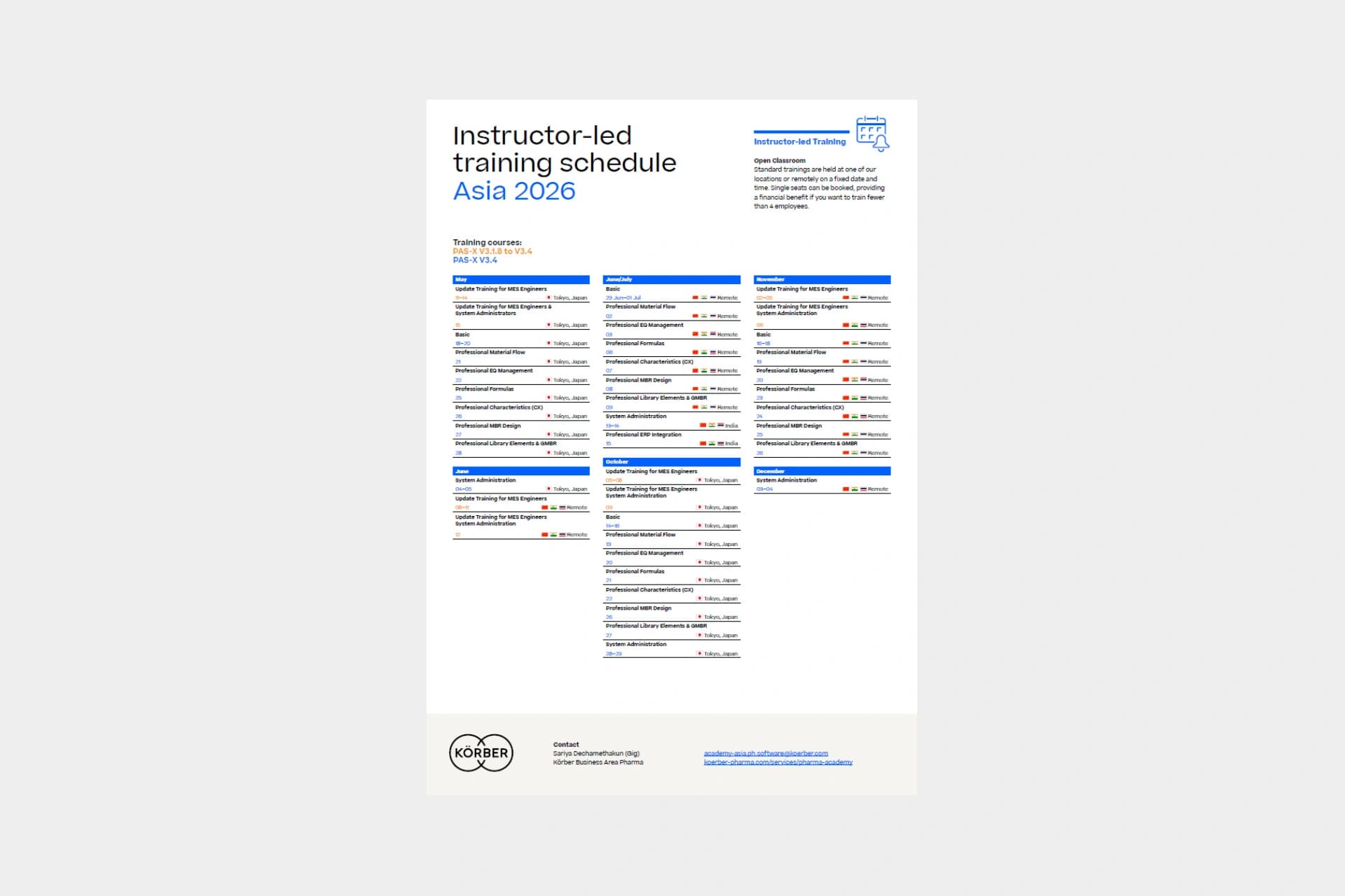 PAS-X training schedule asia 2026