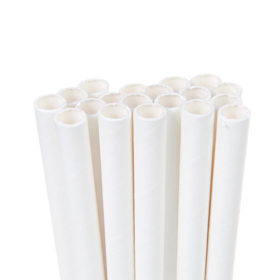 A bunch of white paper straws.