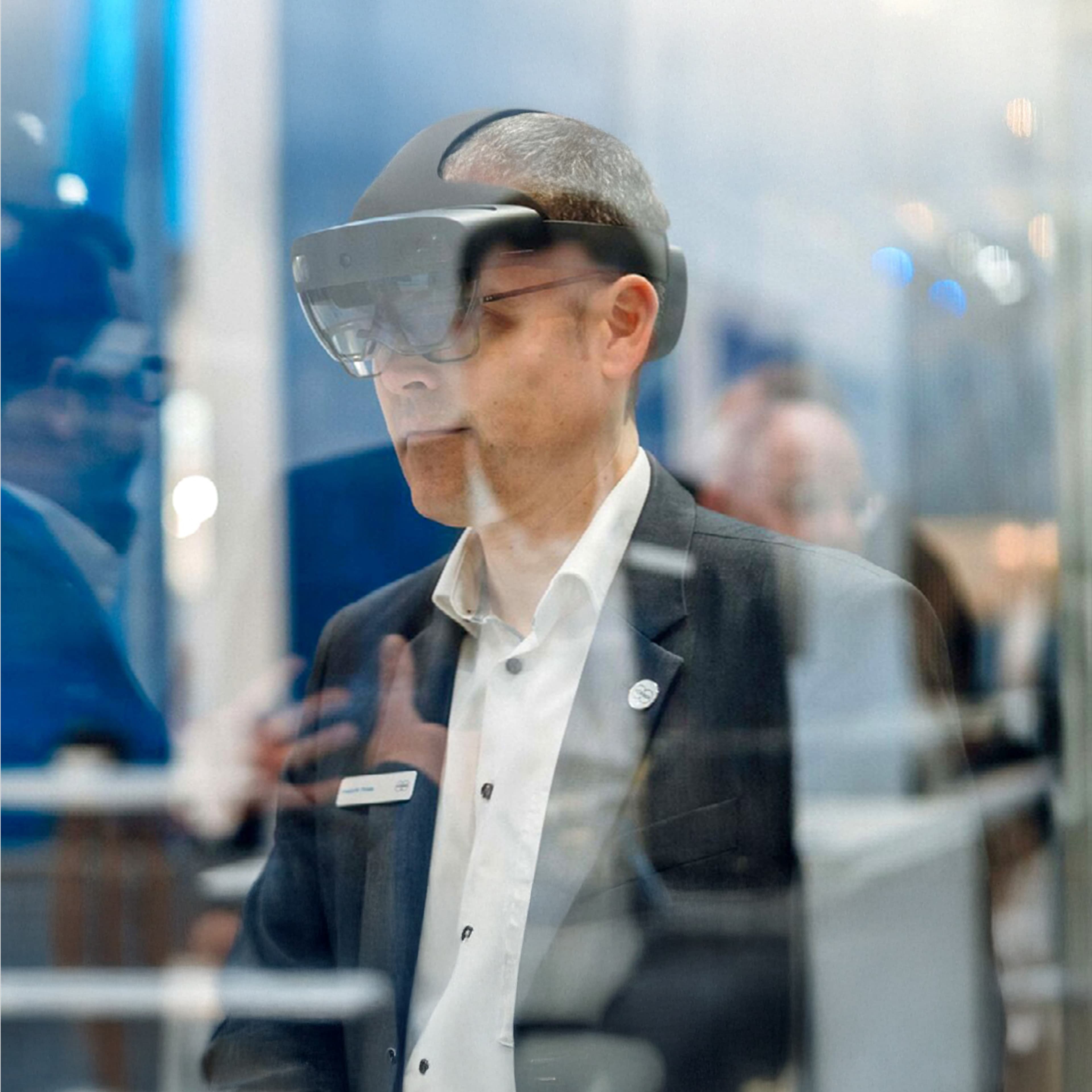 Man wearing a headset