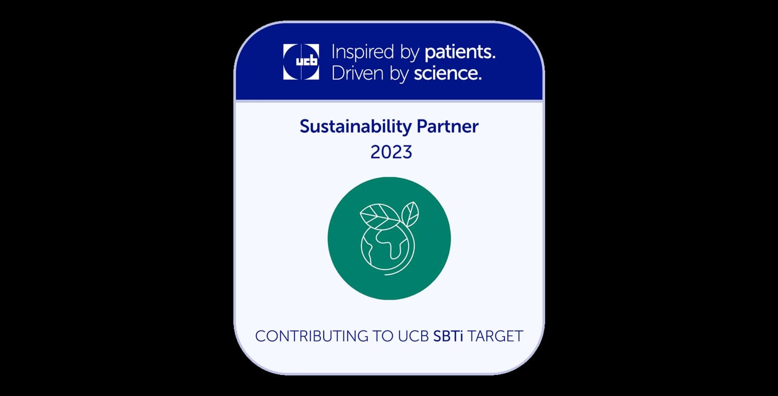 Körber's UCB Sustainable Partner 2023 badge