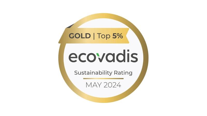 Ecovadis Top 5% Gold Nachhaltigkeitsrating-Stempel ab Mai 2024.