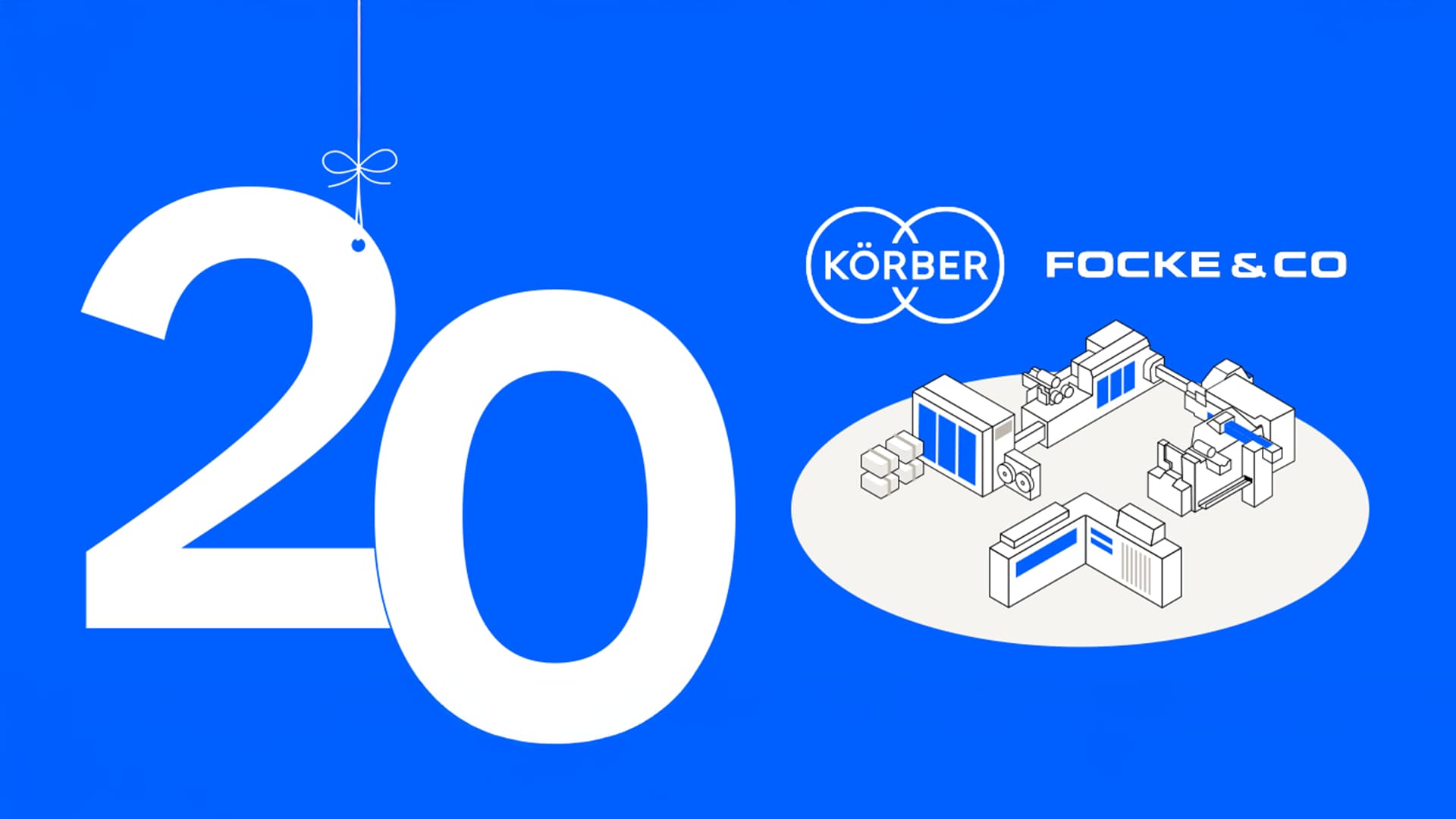 The image features the number 20 and the logos of Körber and Focke & Co. to celebrate their 20-year partnership.