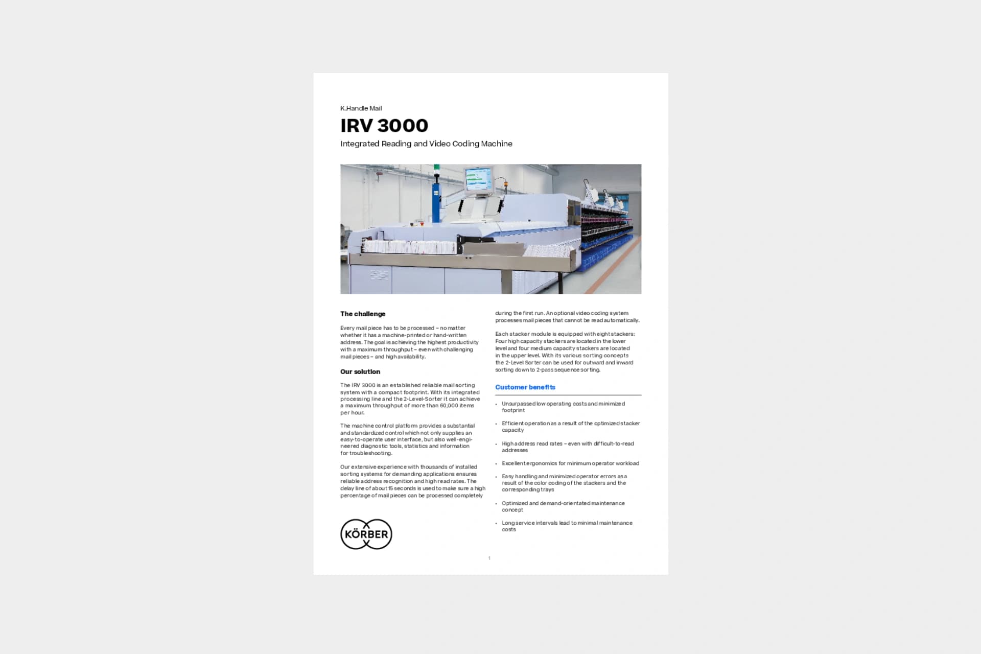 Cover of the datasheet "IRV3000". 
