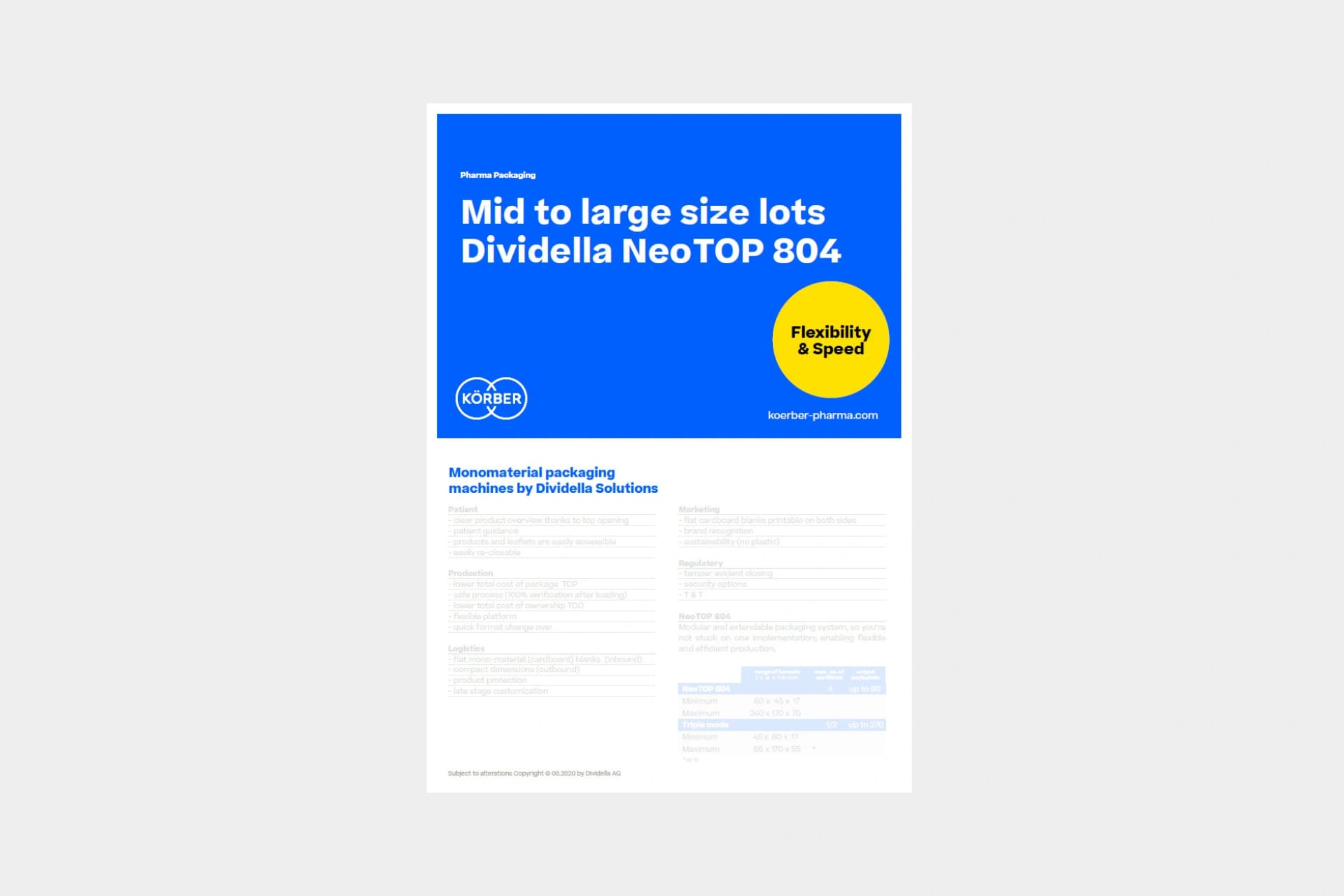 Dividella NeoTOP 804 brochure