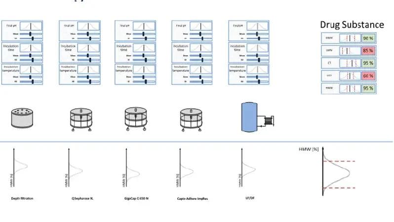 Graphic representation of a digital twin model in bioprocessing.