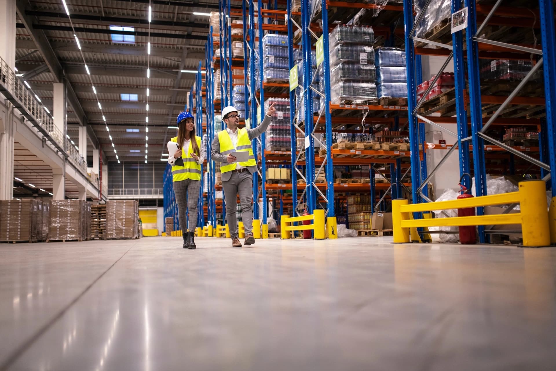 Two Körber workers in a warehouse environment