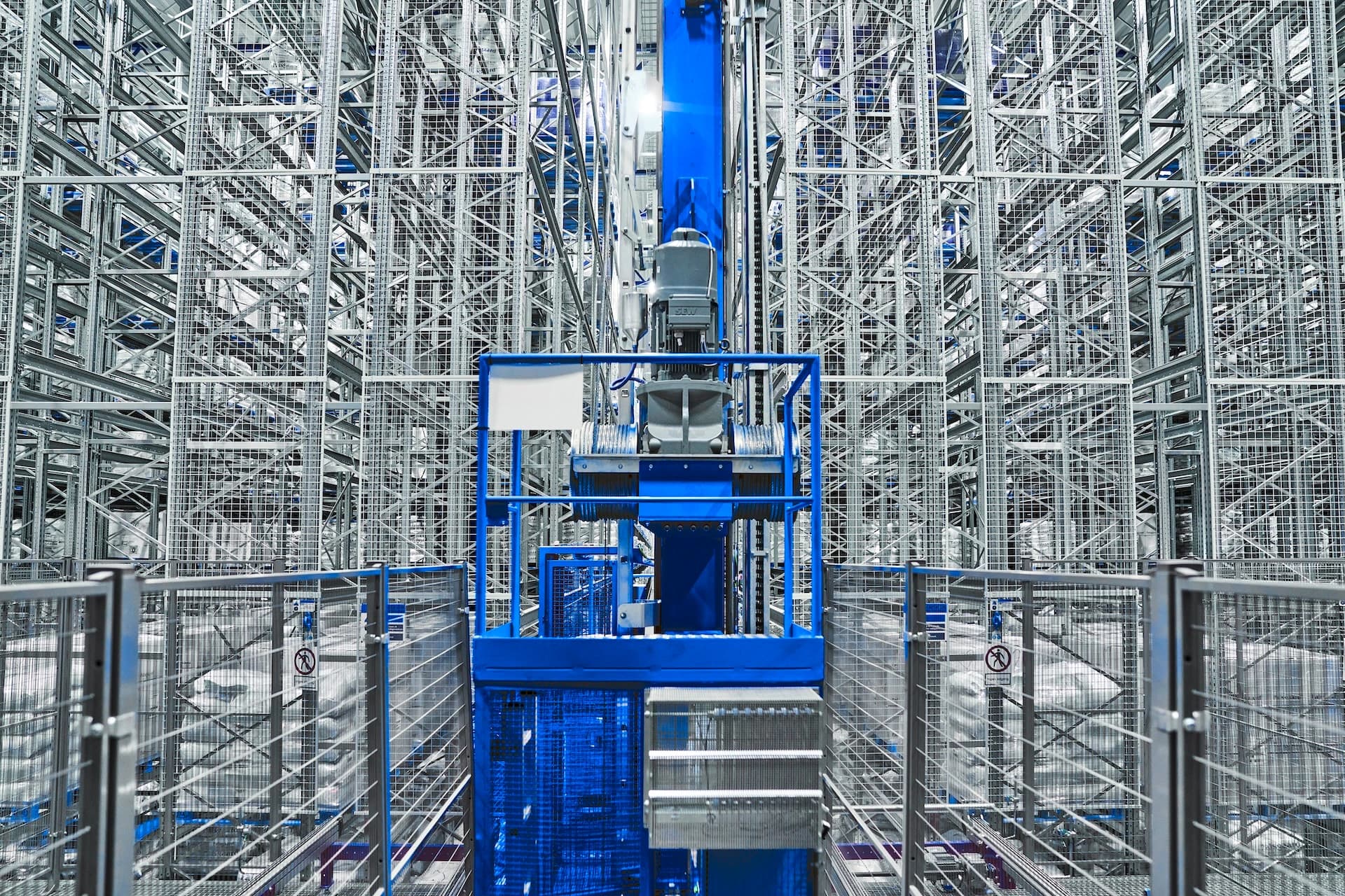 a miniload ASRS system in a warehouse