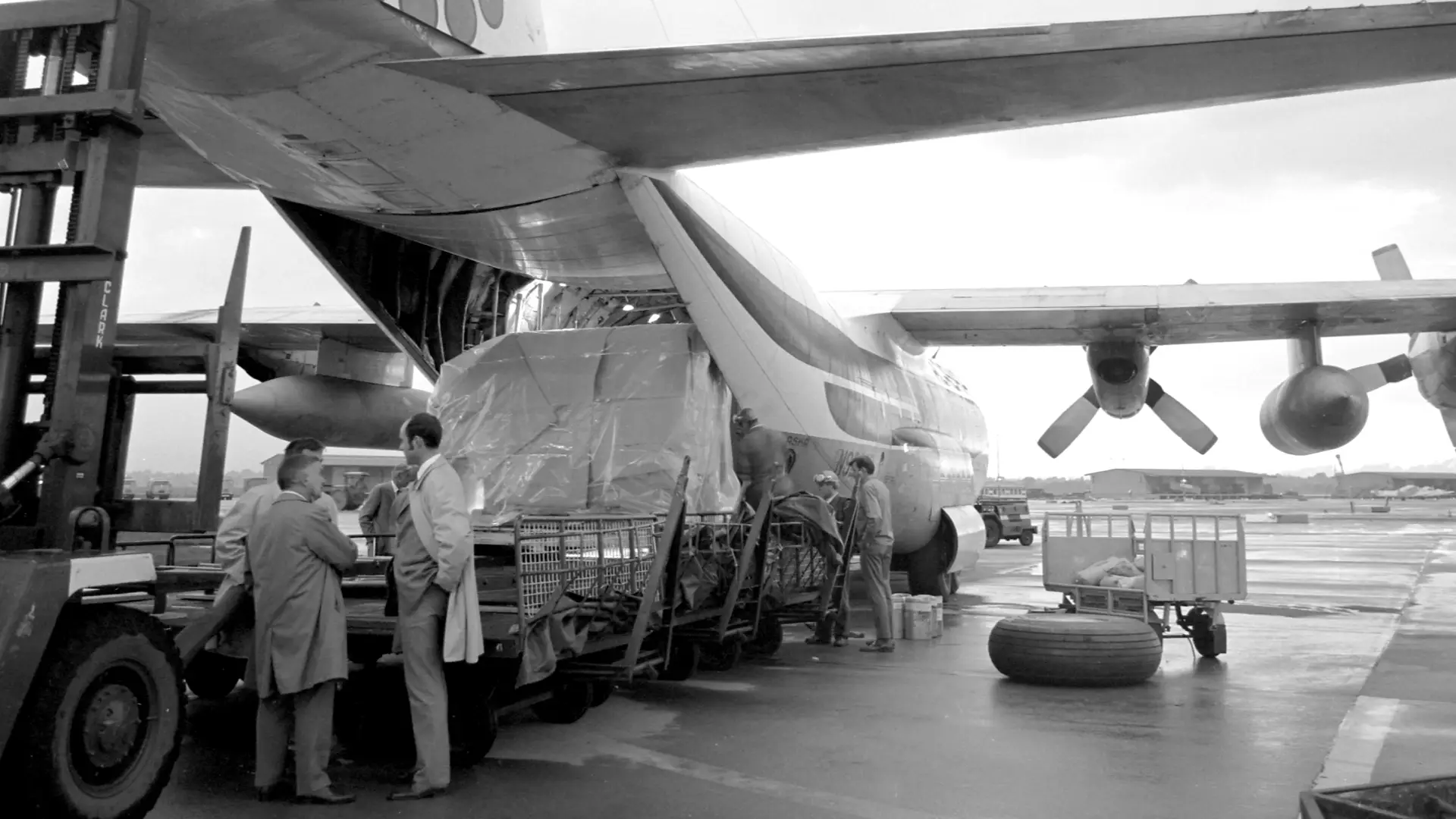 Plane carrying Körber machines in the 1950s.