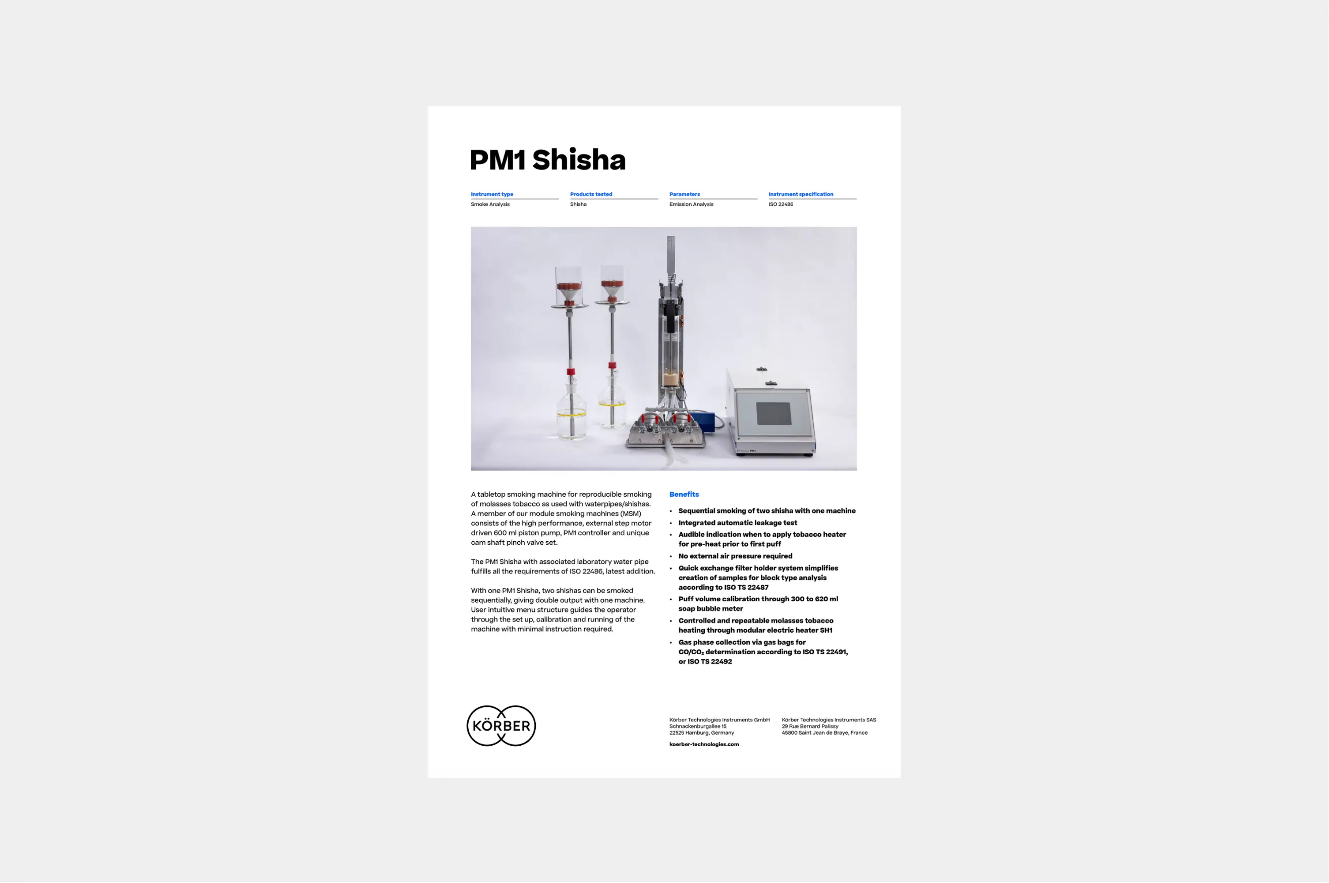Titelseite der Broschüre zur PM1 Shisha von Körber.