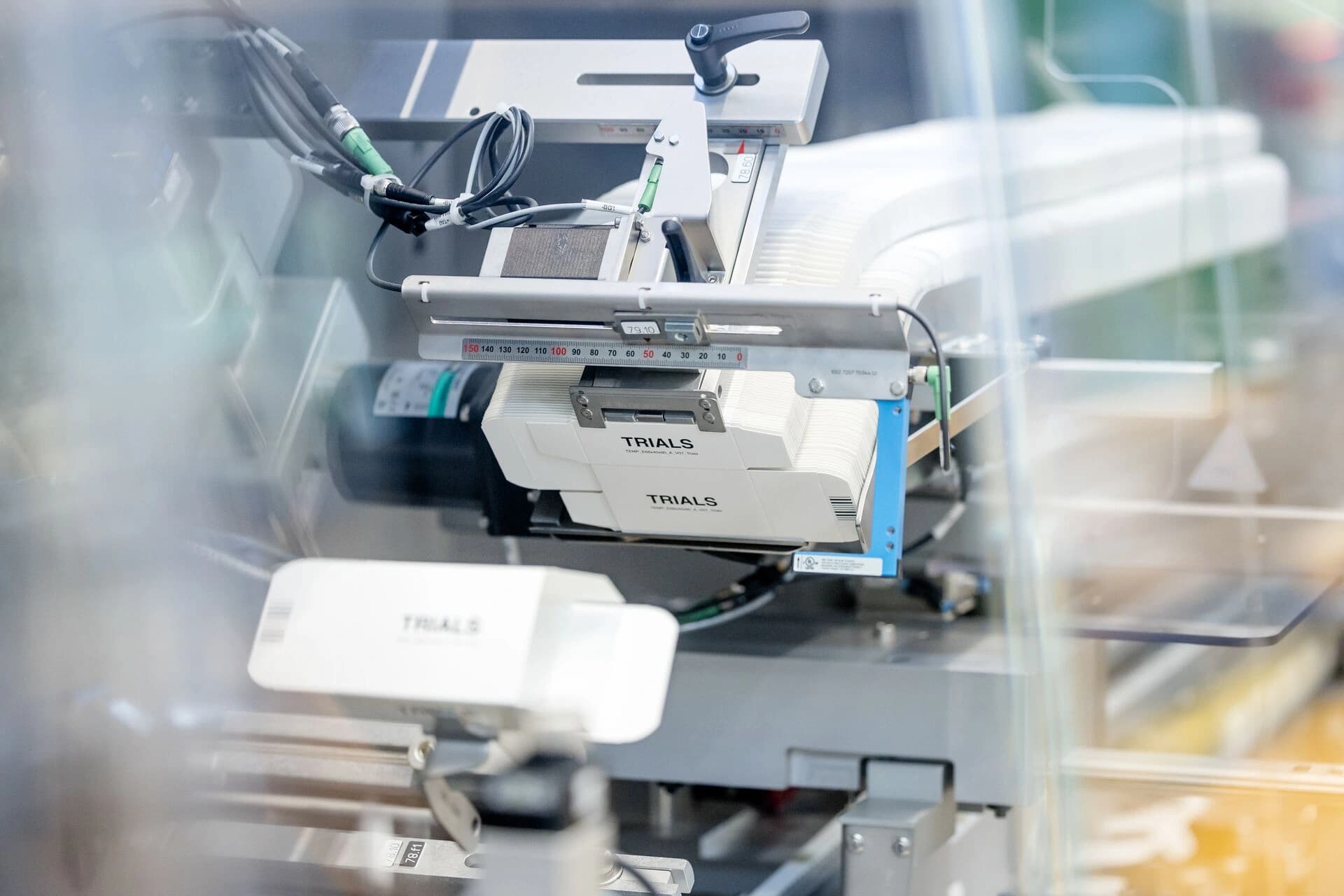 Closeup photograph of one of Körber's P-Series sideload cartoner machines.