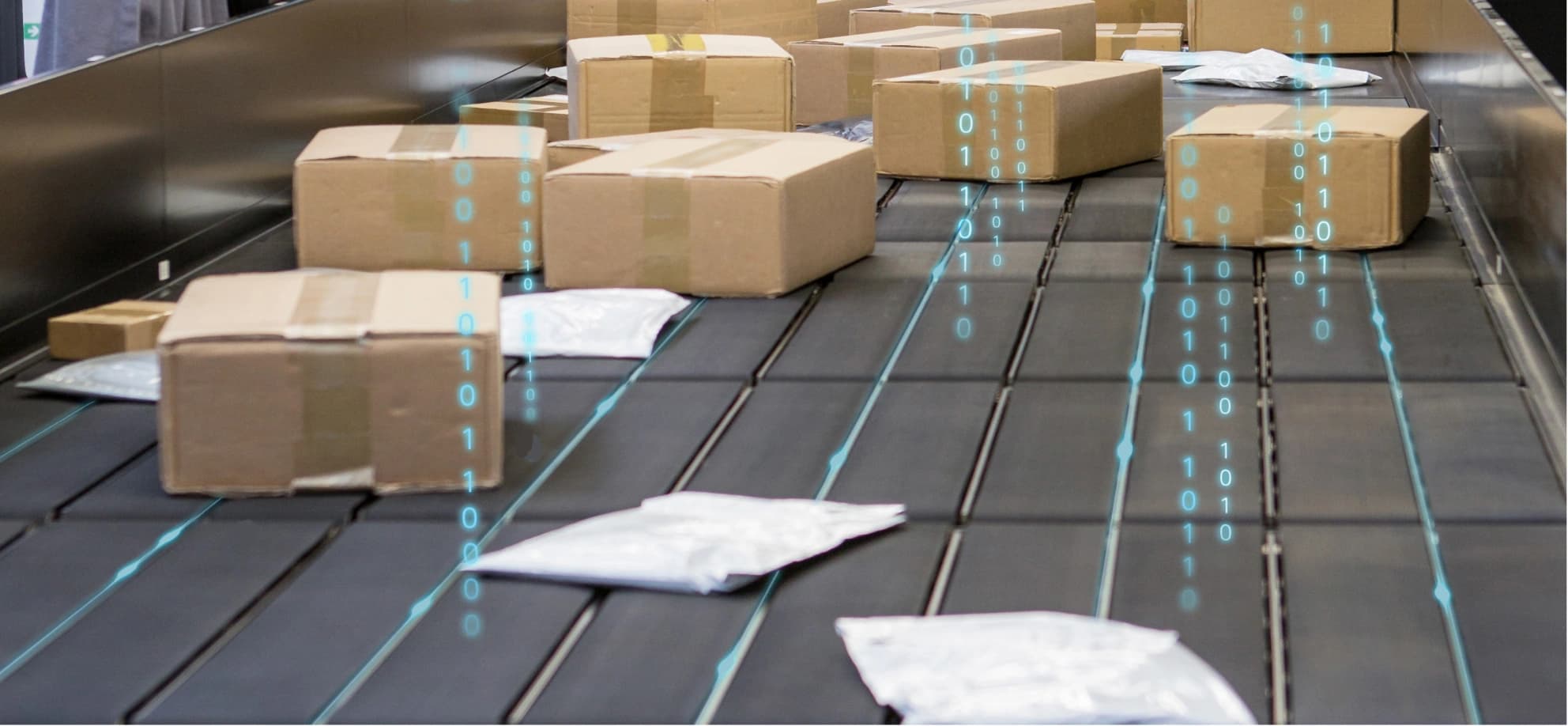 Parcels on a conveyor