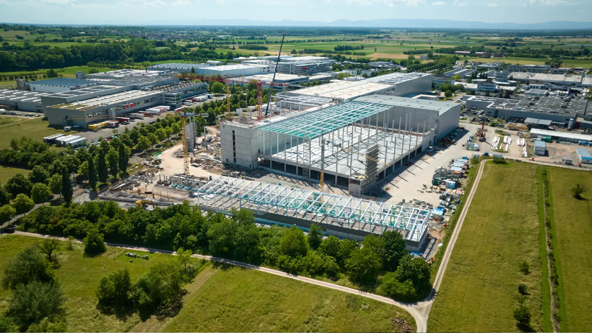 Aerial photo of Printus company in Offenburg.