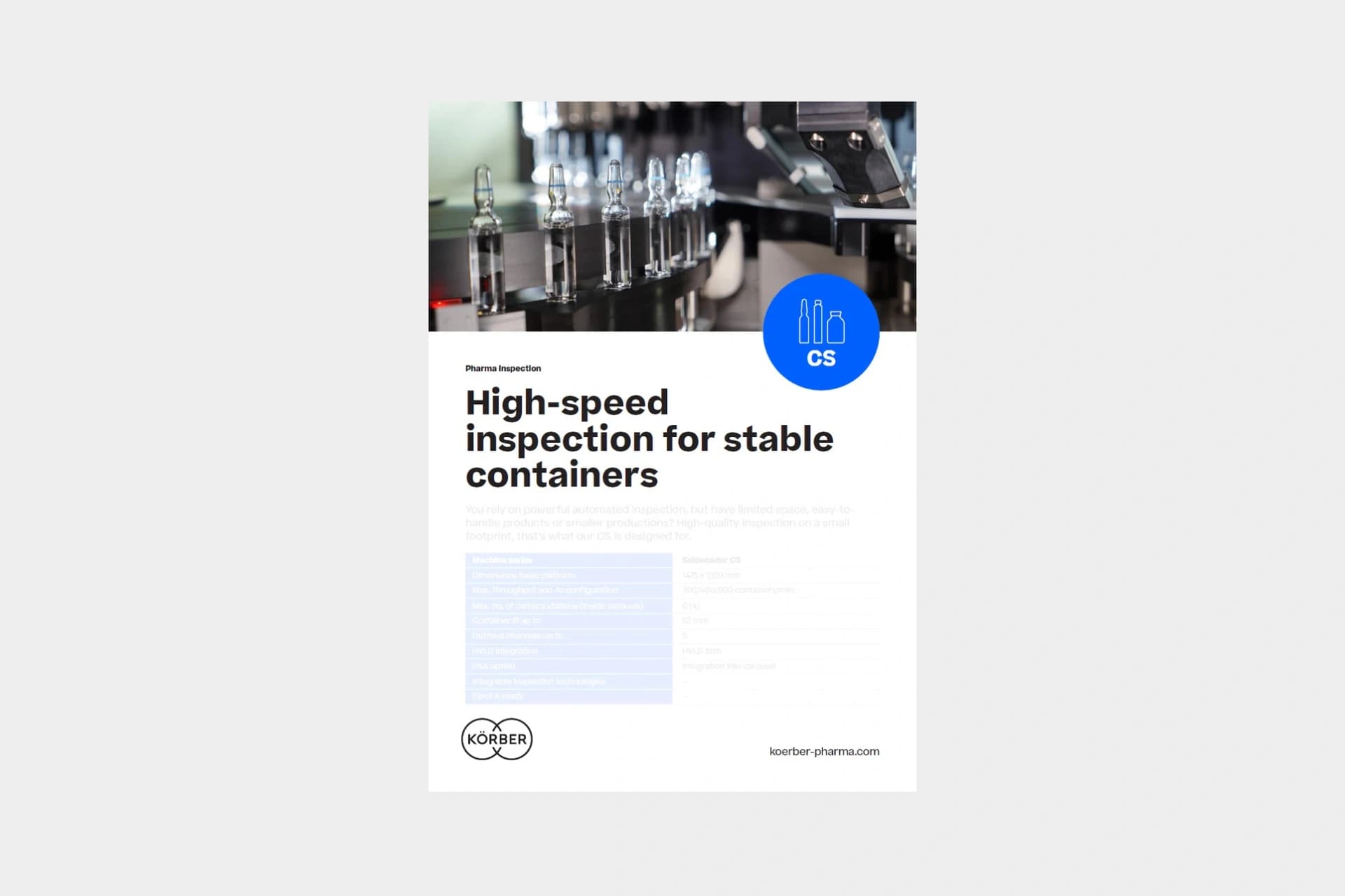 Cover for the CS inspection machine factsheet.