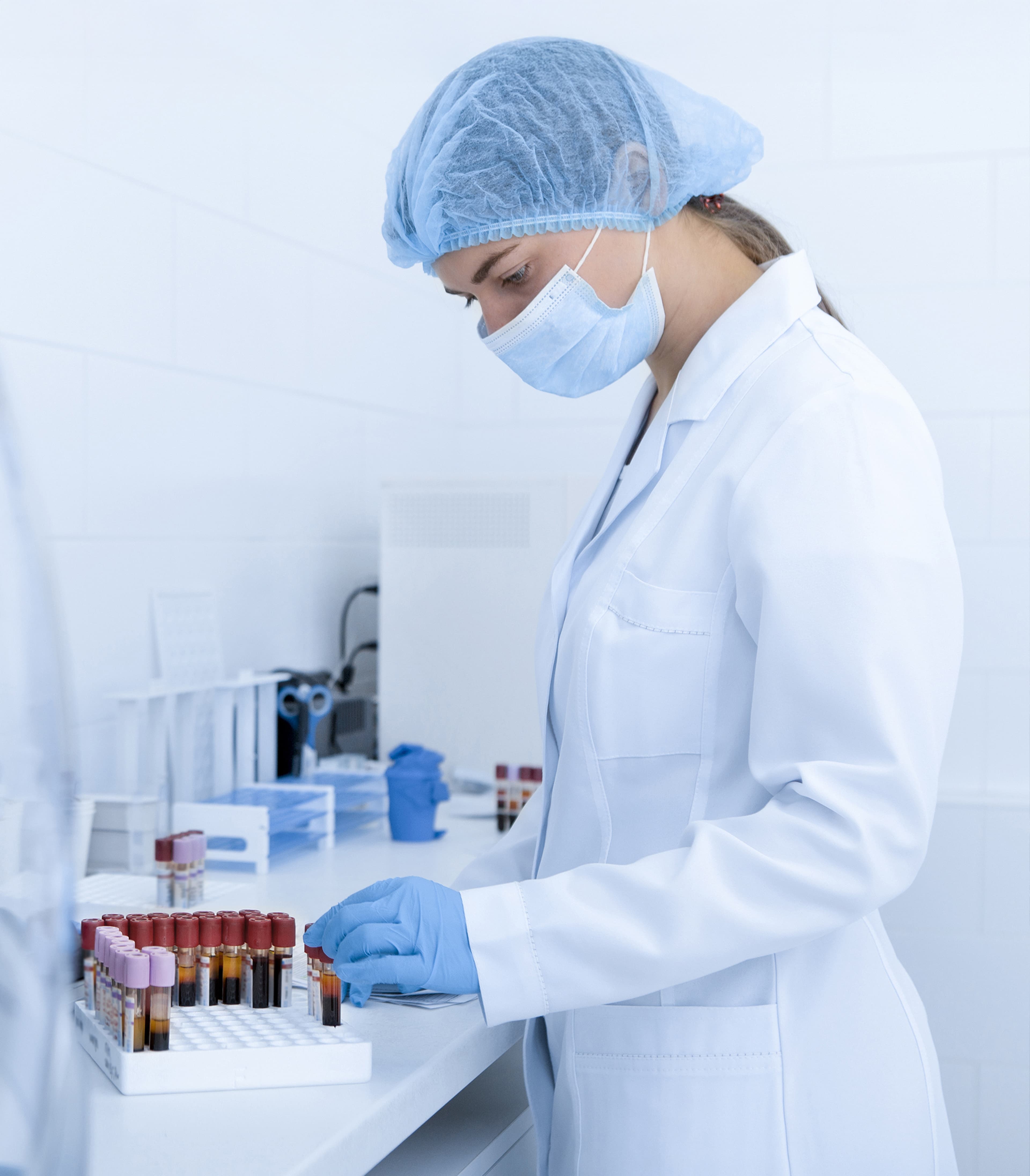 a woman working on a lab environment