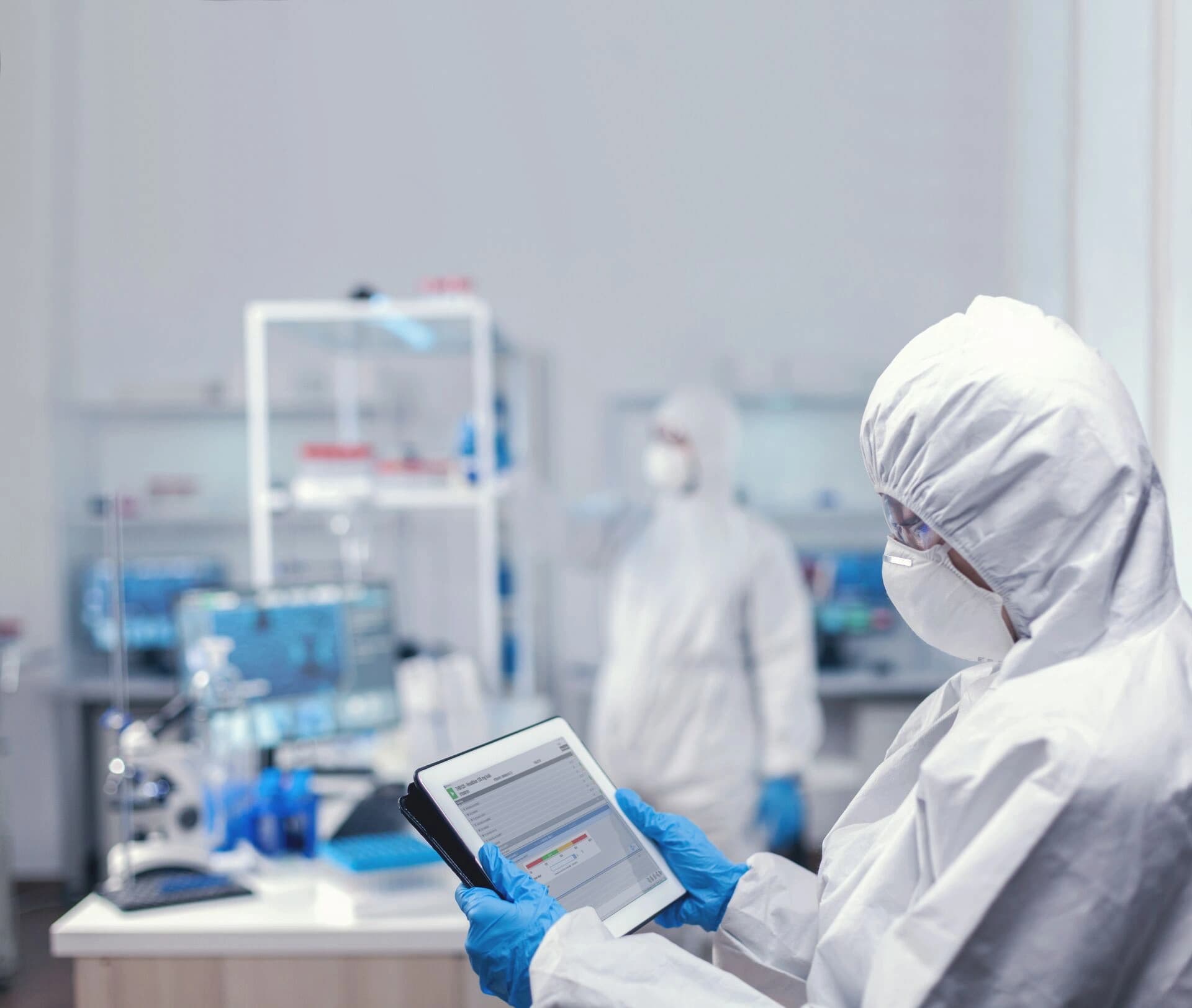 a korber worker on a lab environment working on pas-x