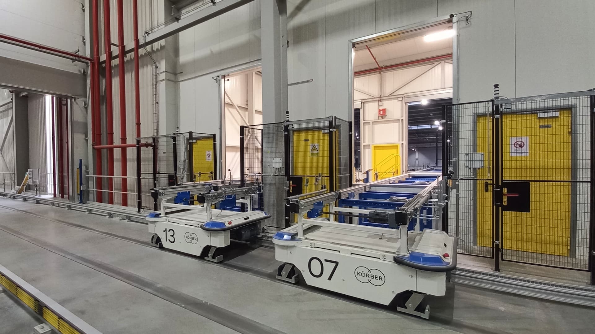 rail guided vehicle in a warehouse