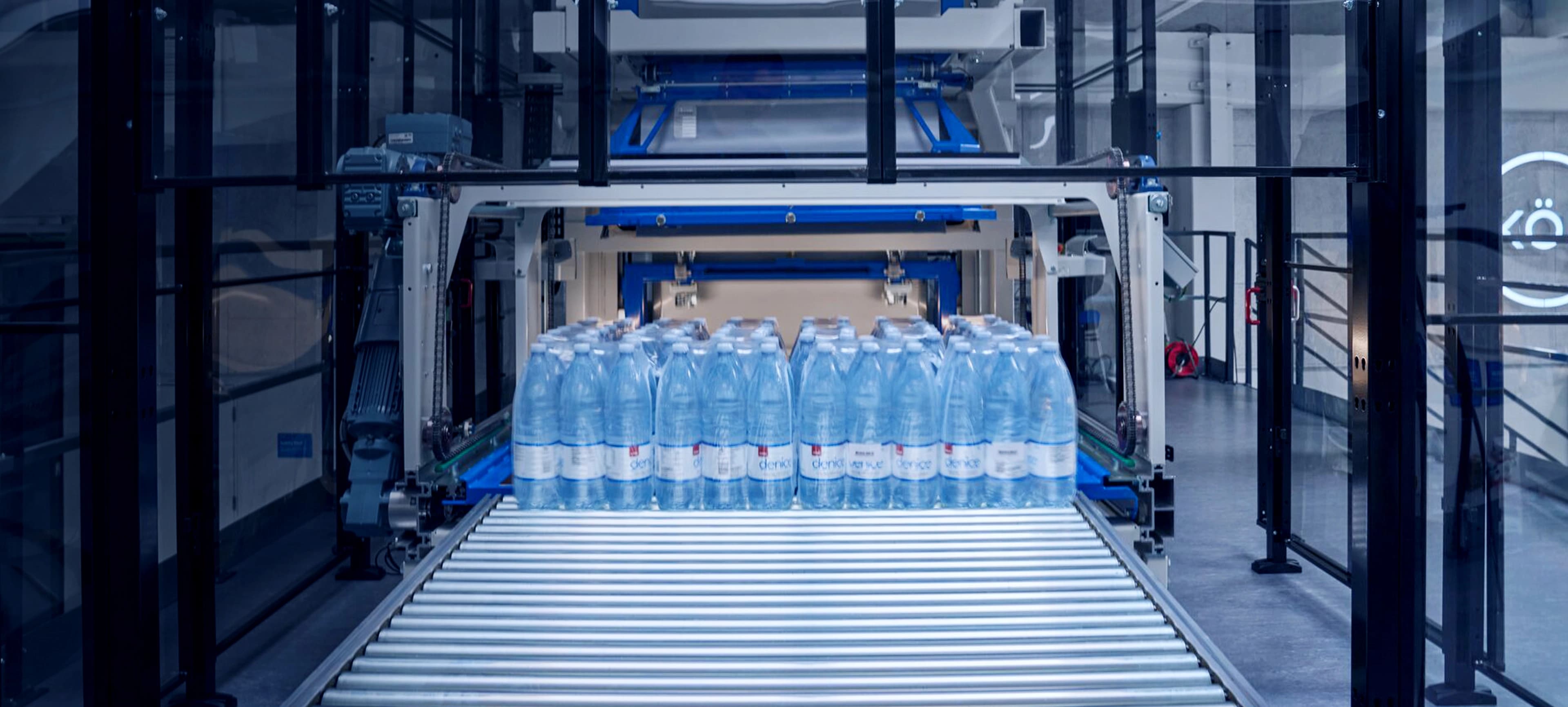 Plastic water bottles in a factory