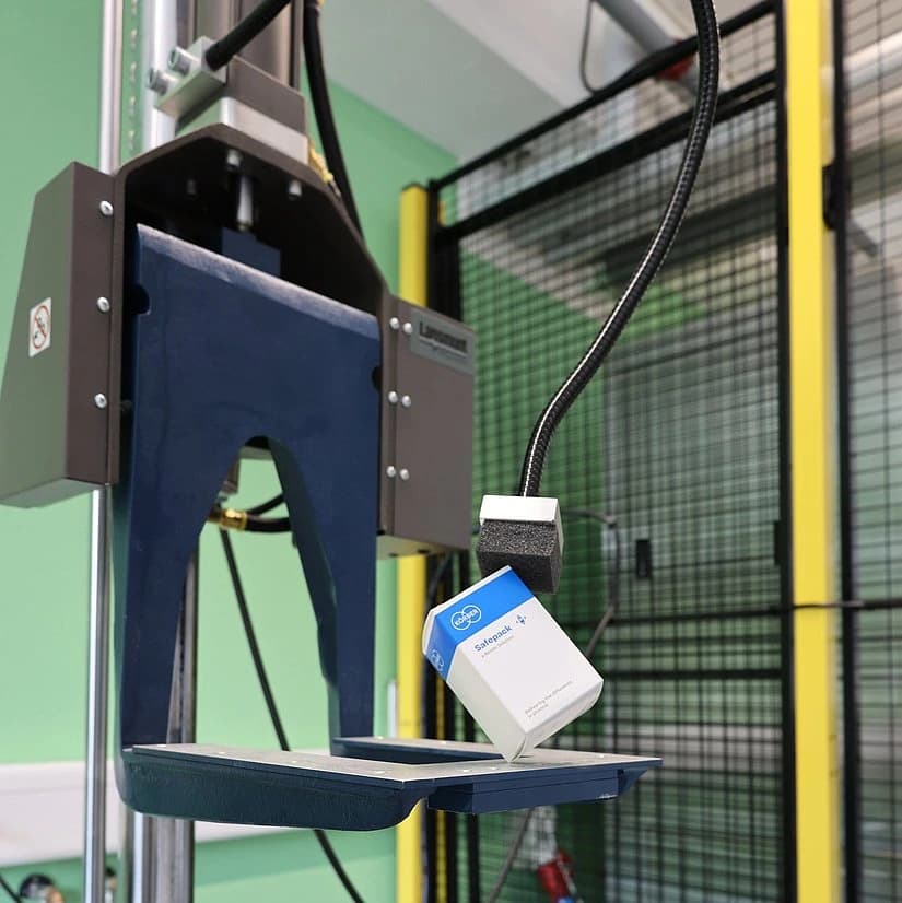 Closeup of Körber packaging machine.