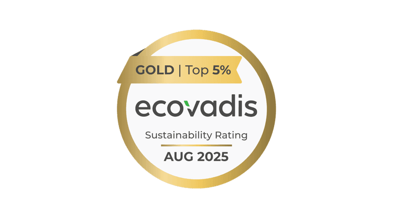 Ecovadis Top 5% Gold Nachhaltigkeitsrating-Stempel ab Mai 2024.