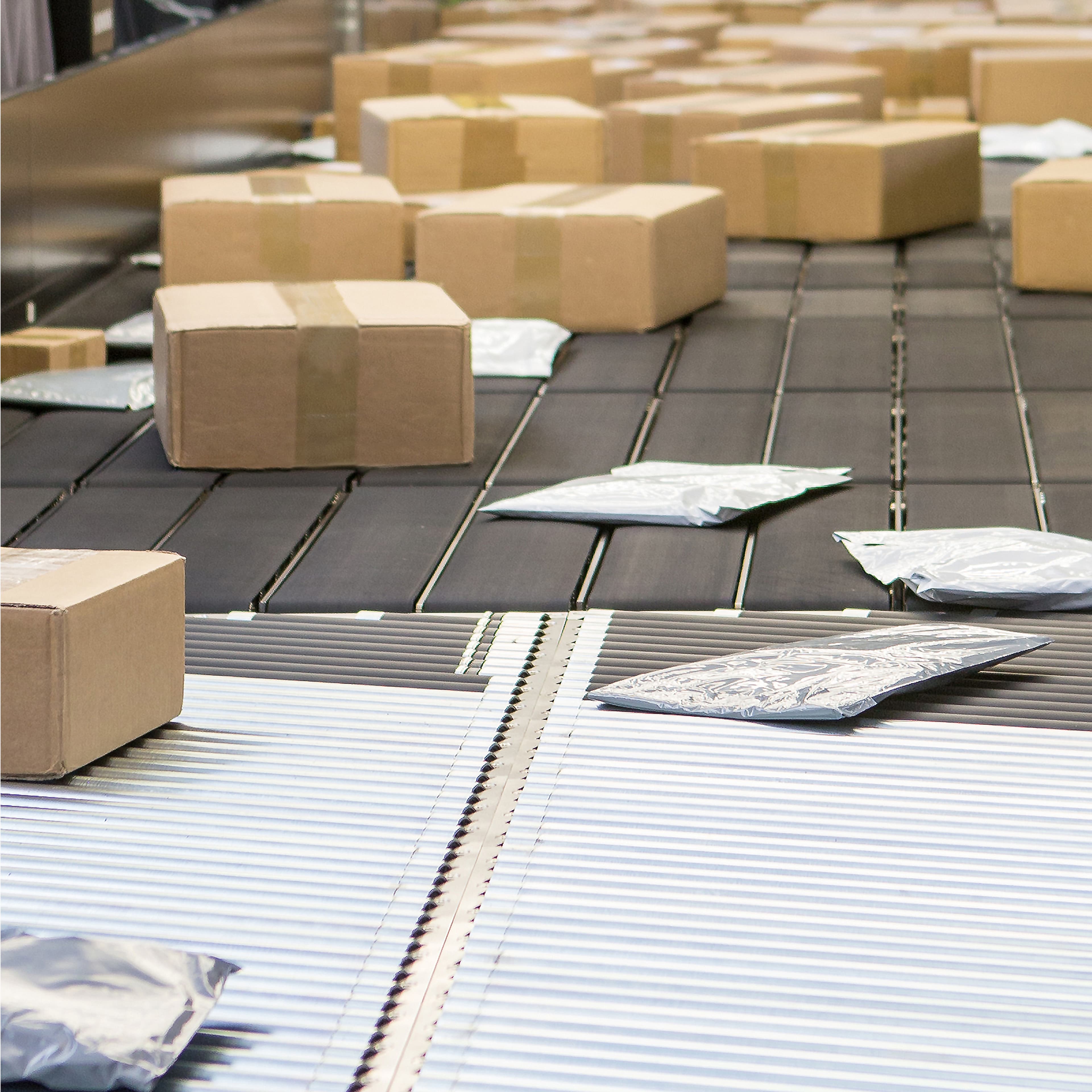 Parcels on a conveyor belt