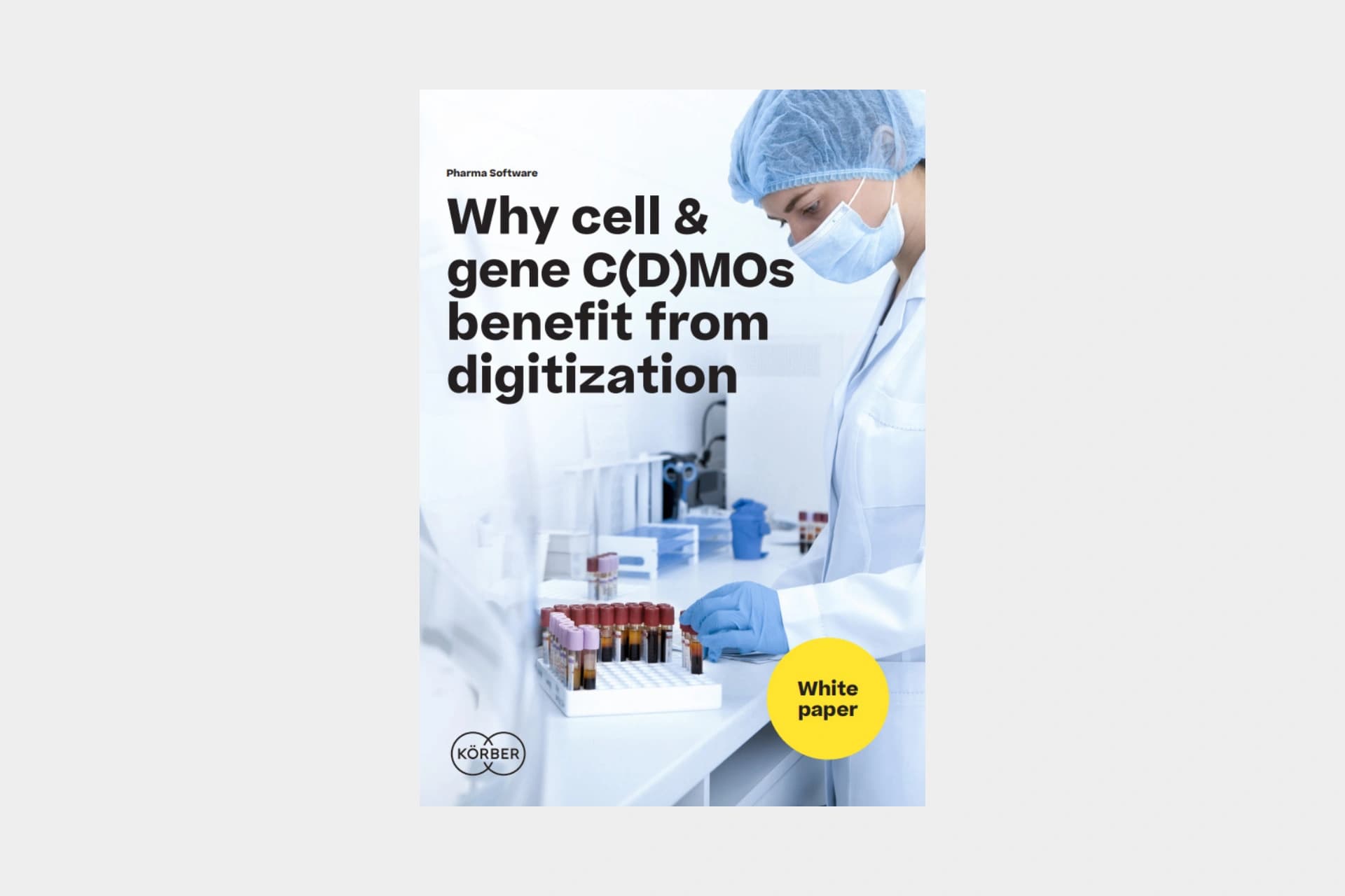 Cover of the whitepaper "Why cell & gene C(D)MOs benefit from digitization".