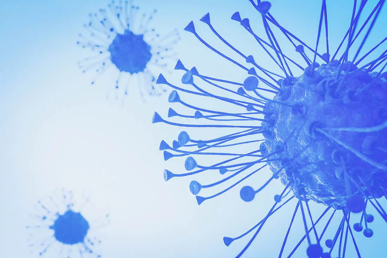virus on a blue background