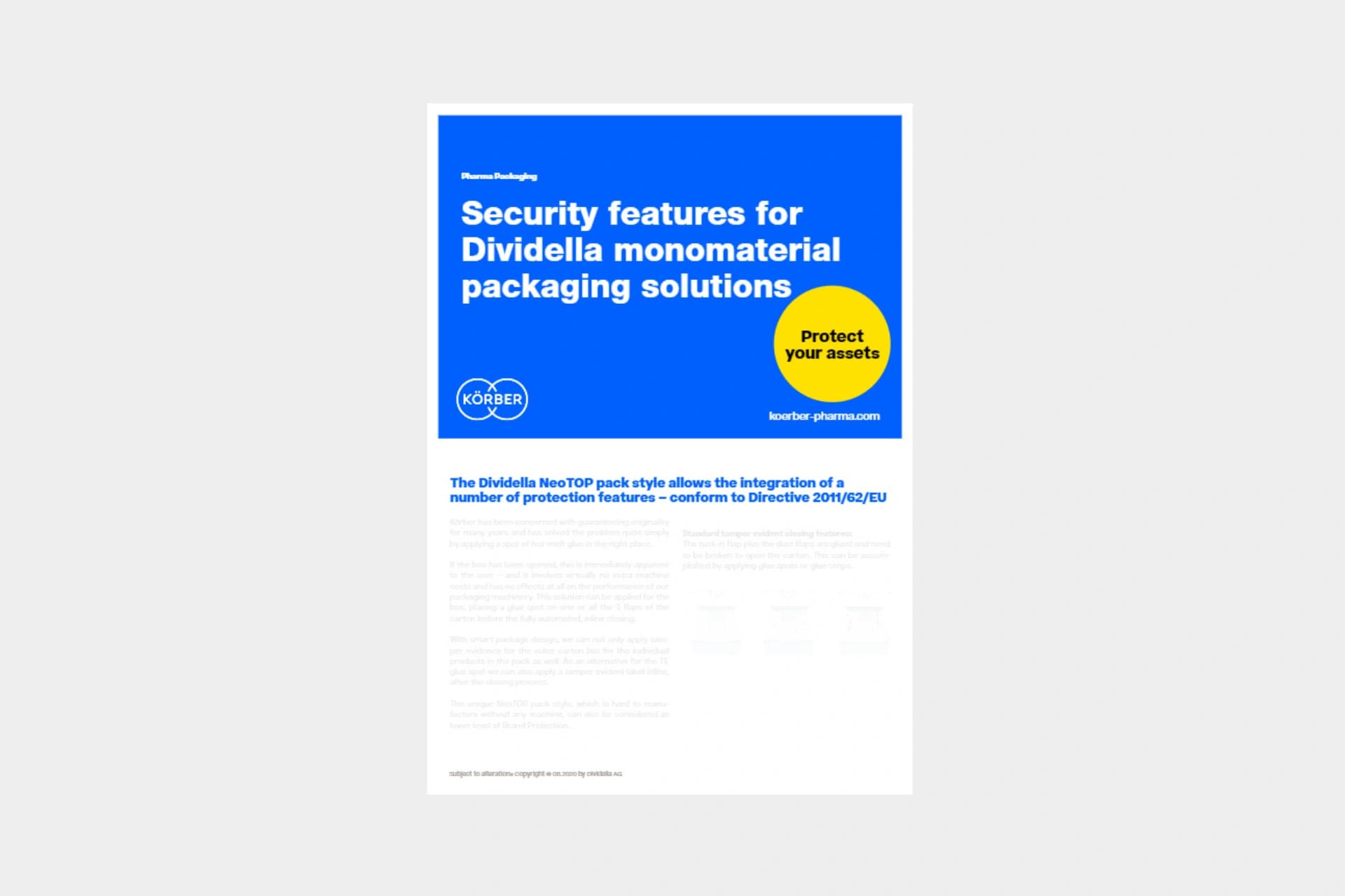 Dividella security features brochure cover