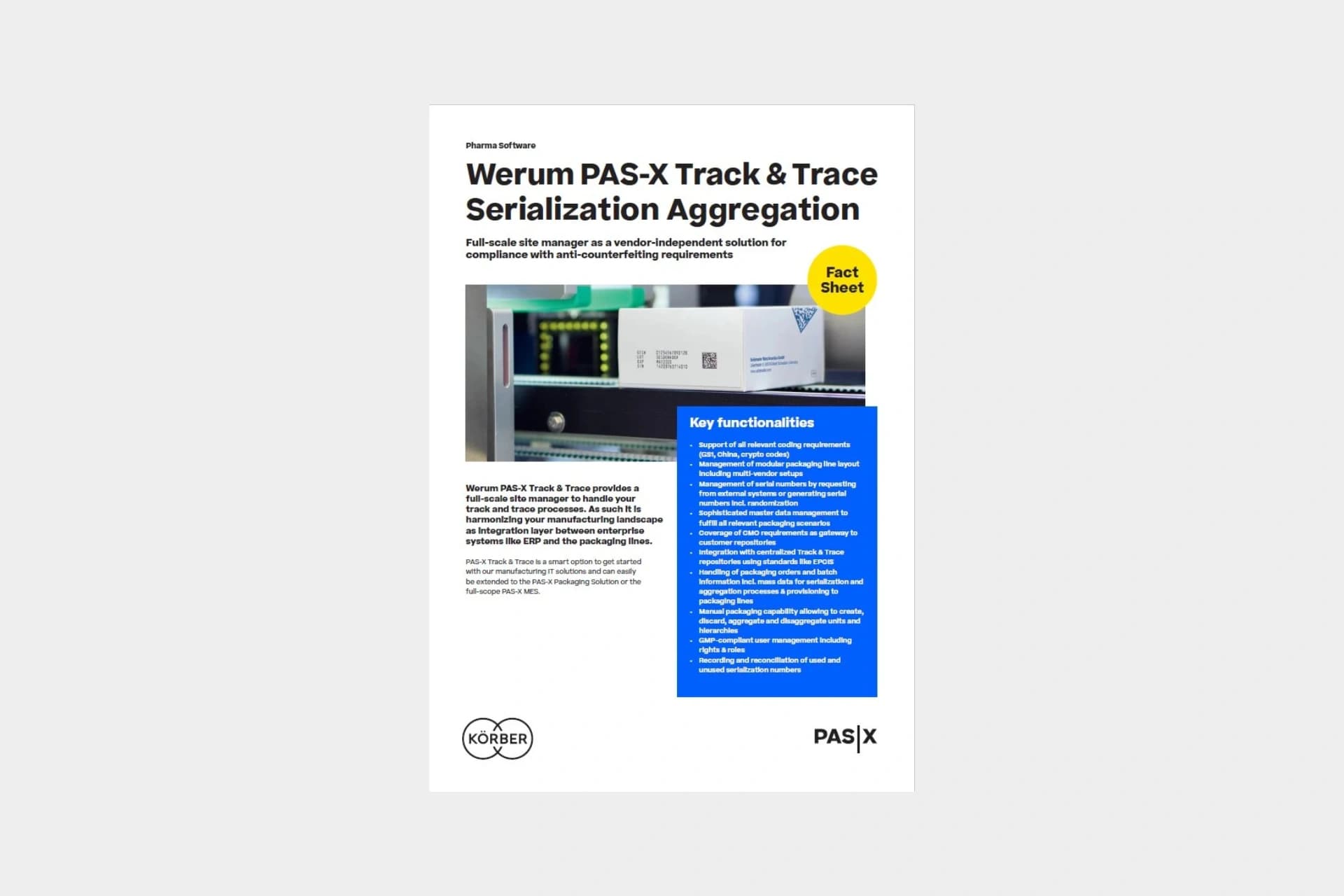 Werum PAS-X track & trace factsheet cover