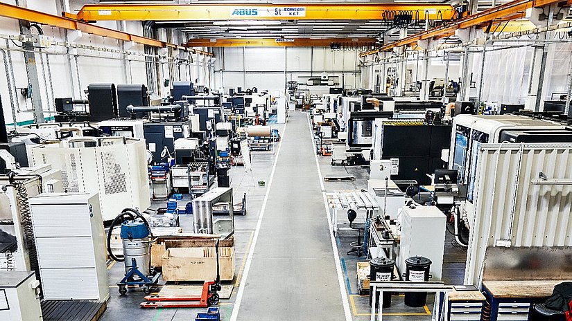 Interior view of the Hauni factory building in Hungary